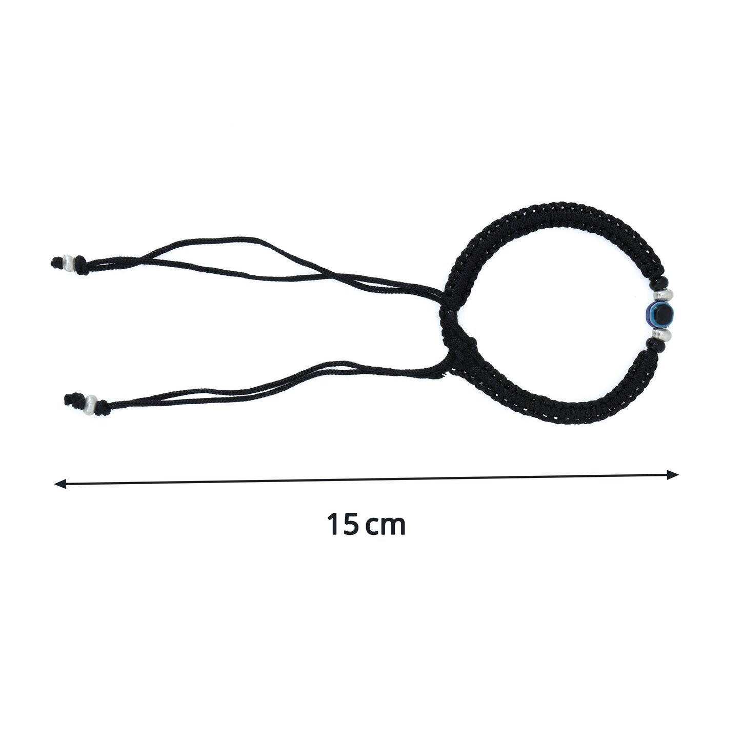 Silver Evil Eyes Adjustable Dhaga Bracelet