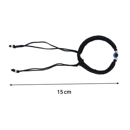 Silver Evil Eyes Adjustable Dhaga Bracelet