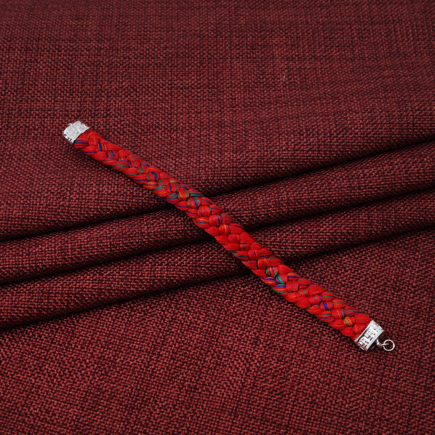 Silver Royal Red Knitted Kalava Moli Bracelet