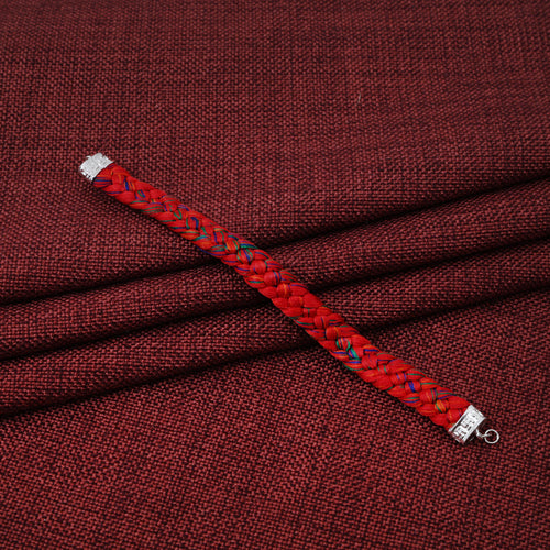 Silver Royal Red Knitted Kalava Moli Bracelet