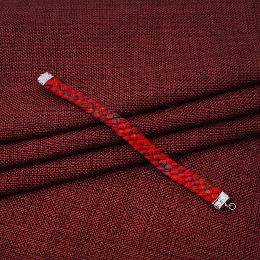 Silver Royal Red Knitted Kalava Moli Bracelet