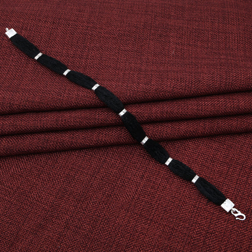 Silver Classy Black Thread Clipped Moli Bracelet for Boys