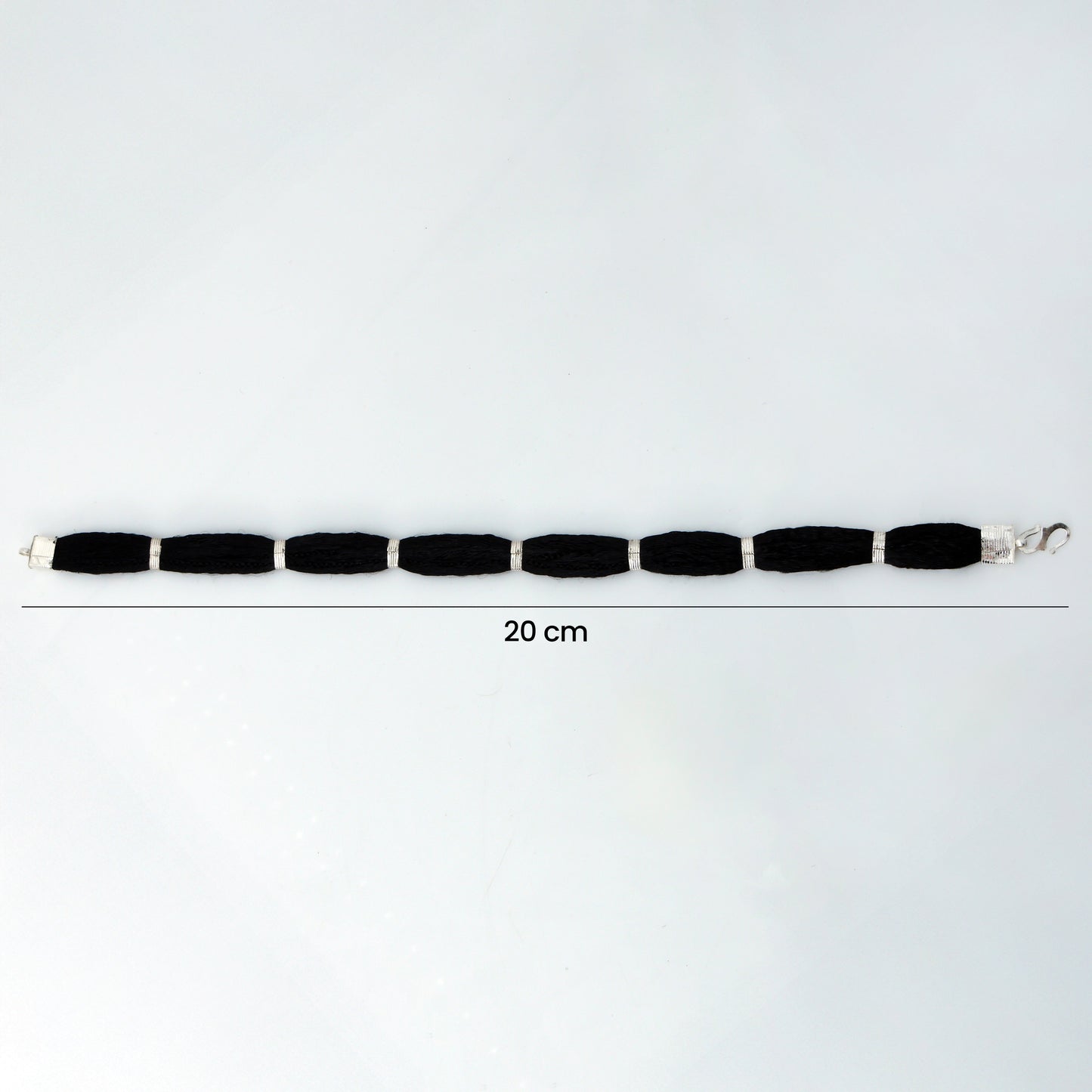 Silver Classy Black Thread Clipped Moli Bracelet for Boys