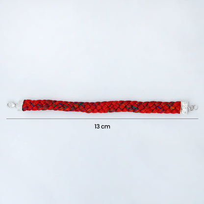 Silver Royal Red Knitted Kalava Moli Bracelet